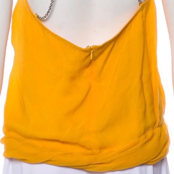 KAUFMANFRANCO Yellow Silk Tank Top with Chain Straps - Picture 8 of 15
